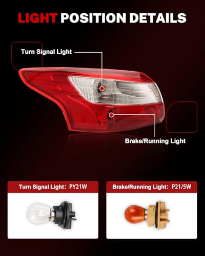 Tail Lights Assembly Compatible with Fo-rd Focus S SE SEL - Product Imagery