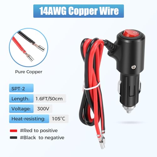 12V Cigarette Lighter Male Plug Replacement with On Off Switch - Product Imagery