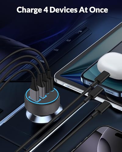 iPhone 17 16 15 Car Charger Fast Charging, 90W 4Port USB C Fast - Product Imagery