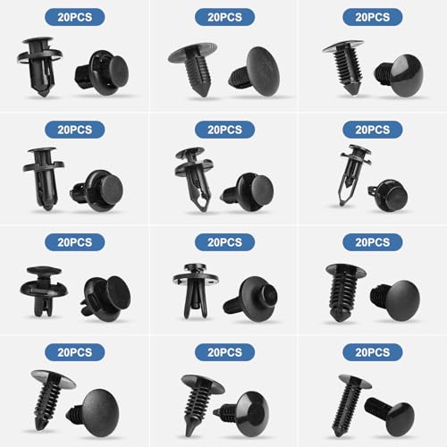 240 Pcs Bumper Clips Car Clips Plastic Rivets of 12 Most Popular - Product Imagery