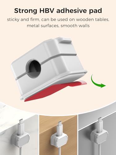 KMOUANTS 6 Pack Elastic Cable Clips [auto Tighten] Cable Holder, - Product Imagery