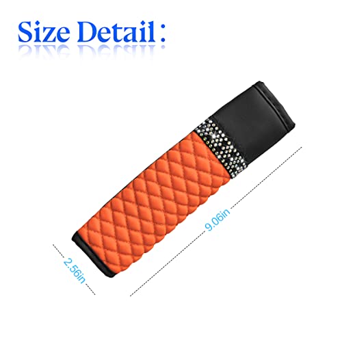 zipelo 2 Pack PU Leather Seat Belt Shoulder Pads, Orange - Product Imagery