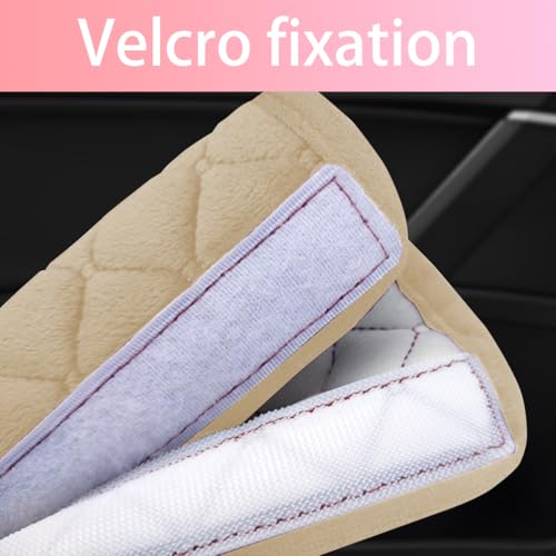 2PCS Car Grab Handle Covers Velvet Door Pull Protectors Beige - Product Imagery