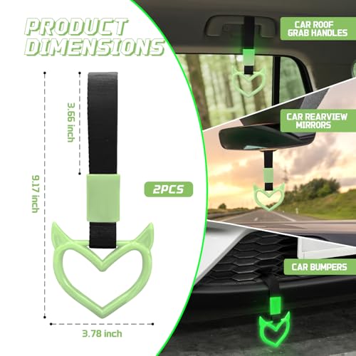2 Pcs Devil Heart Shaped Car Handle Strap – Drift Charm Rear - Product Imagery