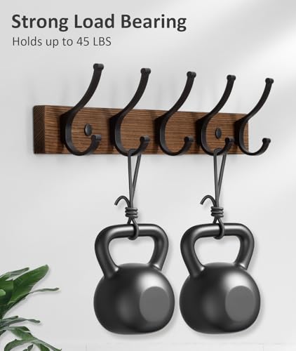 Optish Coat Rack Wall Mount, 16.5 Inches Wood Coat Hooks, Wall - Product Imagery