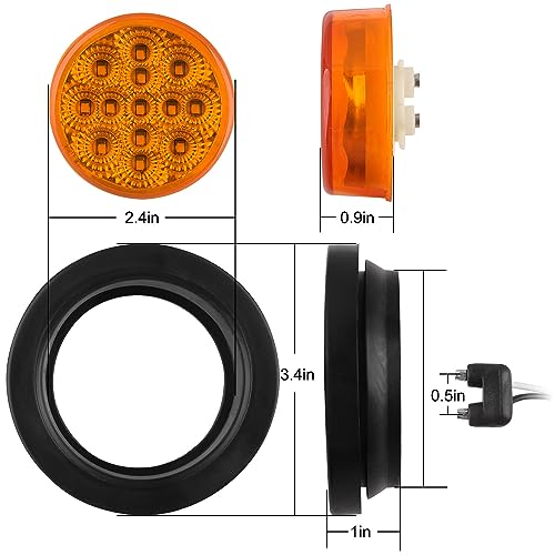 Konrali 2.5" Round LED Marker Lights Amber 13 LEDs w/Reflectors - Product Imagery