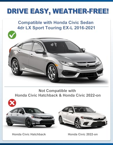 Out-Channel Window Visors Rain Guards for Honda Civic Sedan - Product Imagery