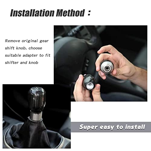 RYANSTAR Carbon Fiber Shift Knob with Adapters Oval Ball Black - Product Imagery