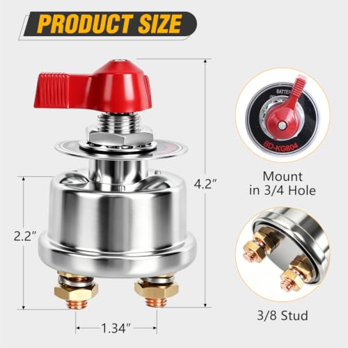 Nilight Battery Disconnect Switch 300A 12-48V - Product Imagery
