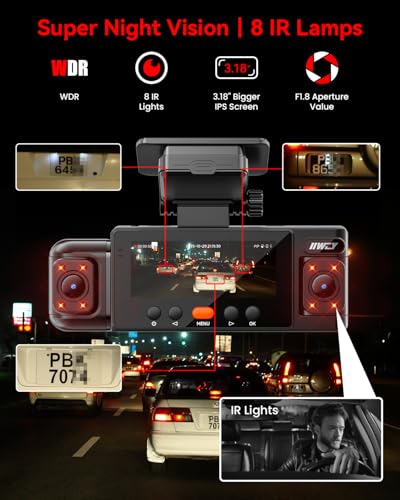 IIWEY N6 360° Dash Cam 4 Channel, Free 128GB Card, 8 IR Lights - Product Imagery