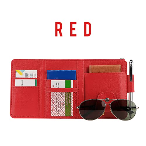 Red Car Sun Visor Organizer, Portable Card & Document Visor - Product Imagery