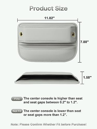Premium Leather Car Seat Gap Filler Organizer (0.2”-1.2" Gaps), - Product Imagery