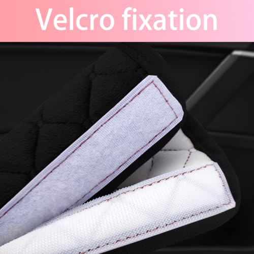 2PCS Car Grab Handle Covers Velvet Door Pull Protectors Black - Product Imagery