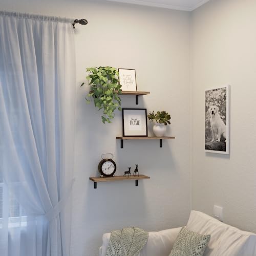 DOLLFIO Floating Wall Shelves, Decor & Storage, Rustic Brown, - Product Imagery