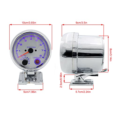 Aramox Tachometer Tacho Gauge 3.75in RPM Meter 0-8000 RPM 7 - Product Imagery