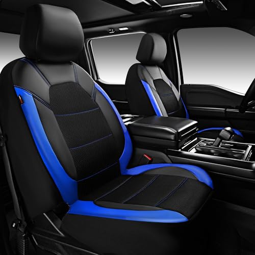 CAR PASS Leather Car Seat Covers Front Seats Only, with Air Mesh - Product Imagery