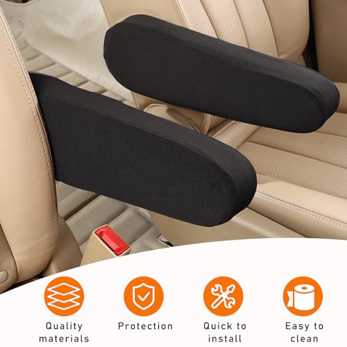 Kewucn 2 PCS Car Front Seat Armrest Covers, Elastic Fabric Auto - Product Imagery
