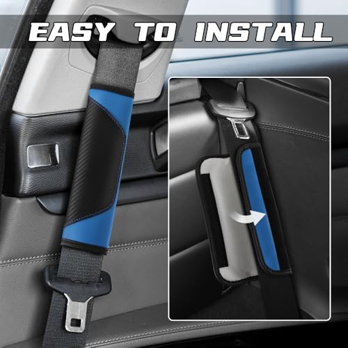 2PCS Car Seat Belt Cover Pads, Seatbelt Shoulder Cushion (Blue) - Product Imagery