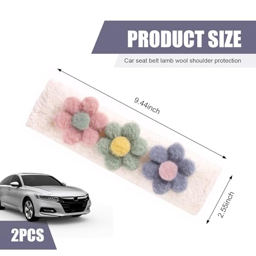 2 PCS Car Seat Belt Cover Pads, Cute Flower Safety Seatbelt - Product Imagery