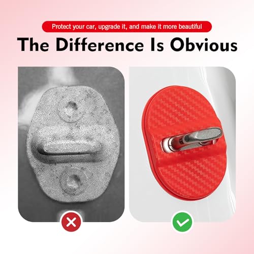 4PCS Car Door Lock Latches Cover, Carbon Fiber Car Door Lock - Product Imagery