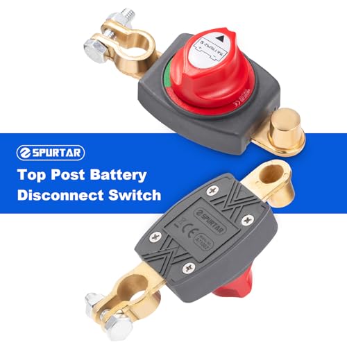 Spurtar Top Post Auto Battery Disconnect Switch 12V-48V, Red - Product Imagery