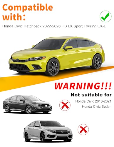 Window Visors Rain Guards for Honda Civic Hatchback 2022-2026 - Product Imagery