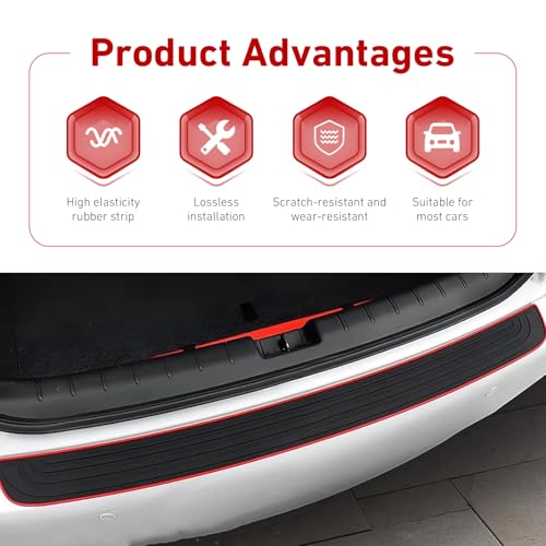 Car Rear Bumper Protector, 41 x 3.5 Inch Rubber Anti-Scratch - Product Imagery