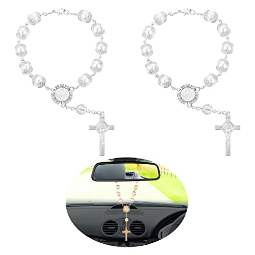 Cobee Car Rosary for Rearview Mirror, 2 Pieces Car Mirror - Product Imagery