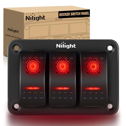 Nilight - 90019C 3 Gang Aluminum Rocker Switch Panel Toggle Dash - Product Imagery