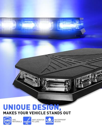 HLauto 406D Rooftop Emergency Strobe Lights Bar, 102 LED Blue - Product Imagery