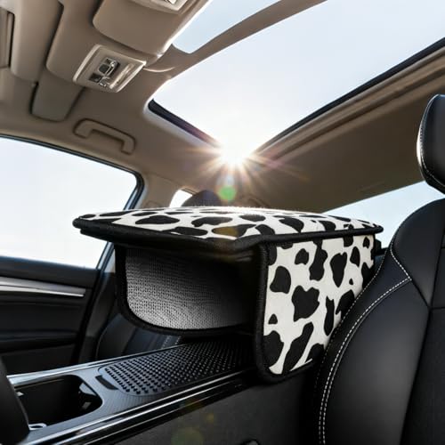 Cow Print Armrest Cover with 2 Side Pockets & Storage Bags, Cute - Product Imagery