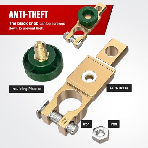 Nilight 12V Battery Disconnect Switch Top Post Master Shut Off - Product Imagery