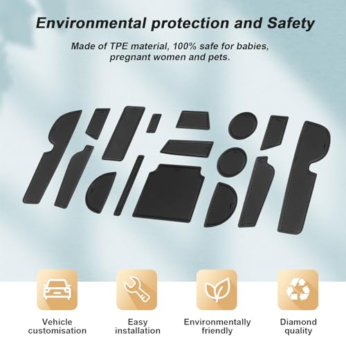 2026 MDX Door Slot Mats - 16 Pcs Black Center Console Liner for - Product Imagery