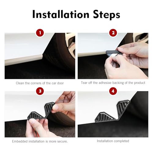 2PCS Car Door Edge Guards, Carbon Fiber Car Door Corner Guards, - Product Imagery