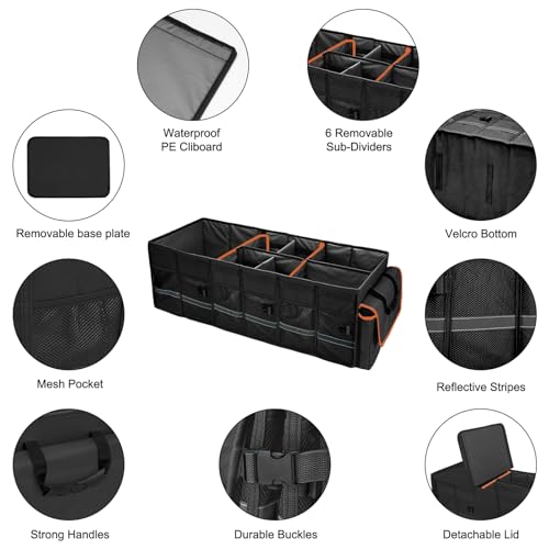 Car Trunk Organizer and Storage with Lid & Removable Leakproof - Product Imagery