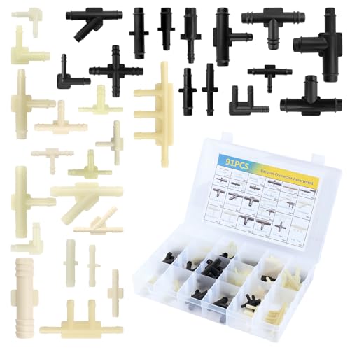 91PCS Car Vacuum Line Connectors Kit with 32 Types,1/8" 3/16" - Product Imagery