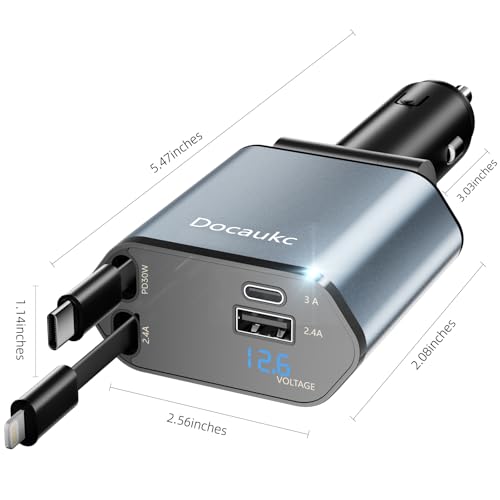 Retractable Car Charger for iPhone 17, 69W USB C 4 in 1 Fast - Product Imagery