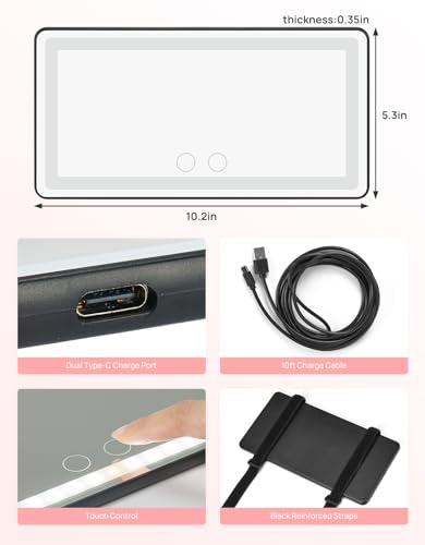 JOYTUTUS Car Sun Visor Vanity Mirror with Lights, 3 Light Modes - Product Imagery