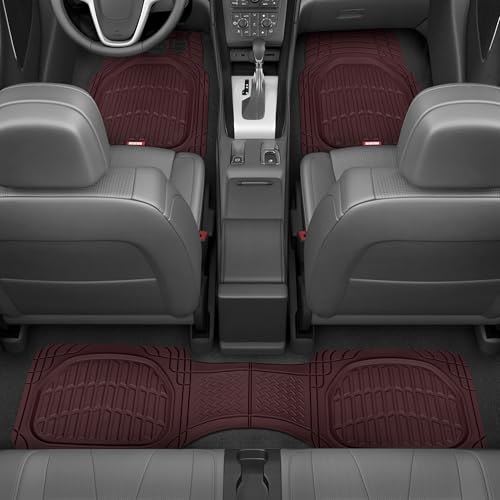 Motor Trend FlexTough Floor Mats for Cars, Burgundy Deep Dish - Product Imagery