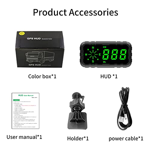 Kingneed HUD Speedometer Odometer Compass Head Up Display GPS - Product Imagery