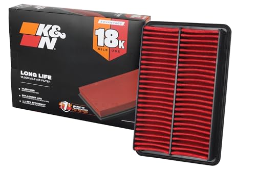 K&N Engine Air Filter: Long Life 18,000 Mile Replacement Air - Product Imagery