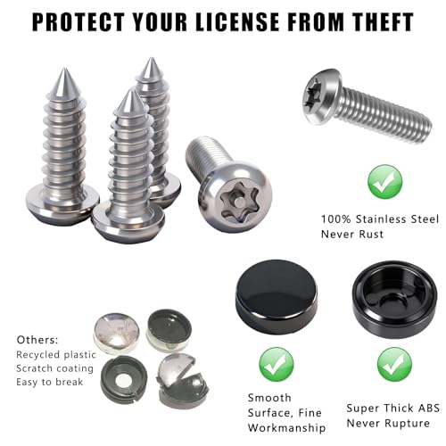 3rd-Gen Upgraded Anti Theft License Plate Screws Kit, Rustproof - Product Imagery