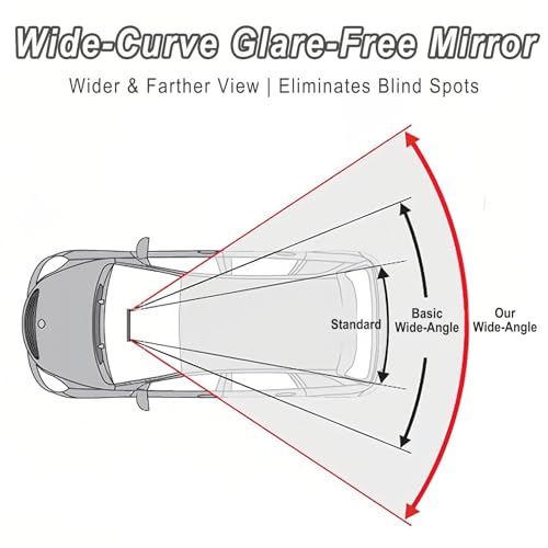 Bling Rhinestone Rearview Mirror, Clip-On Car Panoramic Rear - Product Imagery