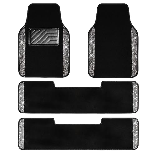 CAR PASS 3 Row Bling Diamond Car Mats Shining Carpet Rhinestones - Product Imagery
