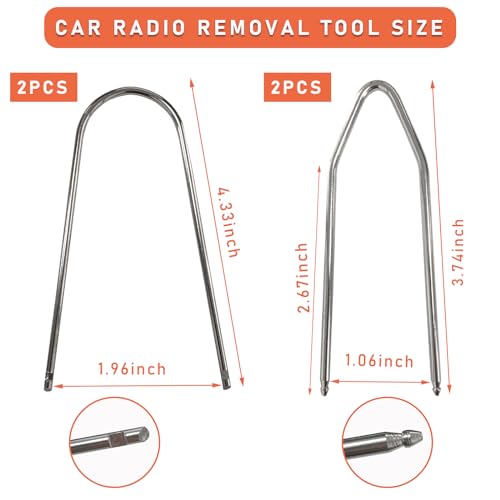 Dickno 4 PCS Car Radio Removal Pry Tool, U/V-Shaped Stainless - Product Imagery