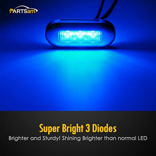 Partsam 4pcs 3" Blue LED Oblong Courtesy Light for Marine Deck - Product Imagery