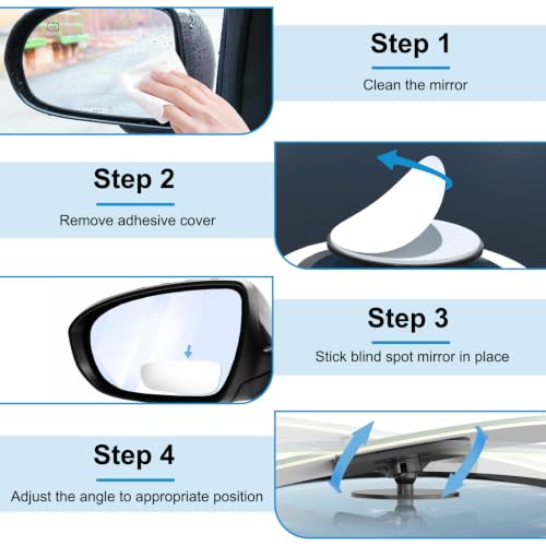 4 Pack Blind Spot Mirror for Car Frameless Mirror Blindspot - Product Imagery