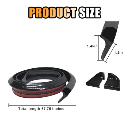JOYCOURT Car Rear Spoiler Roof Lip Kit, Black 3D Rubber Trunk - Product Imagery