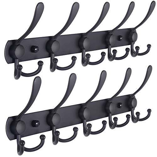 Dseap Coat Rack Wall Mounted - 5 Tri Hooks, Heavy Duty, - Product Imagery