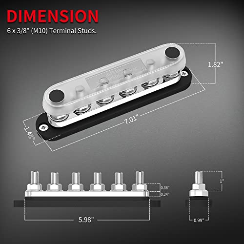 DaierTek 300A Bus Bar 12V Marine 12V Power Distribution Block - Product Imagery
